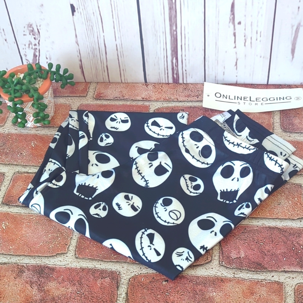 The Nightmare Before‎ Christmas Halloween Jack Skellington Skull Leggings Medium